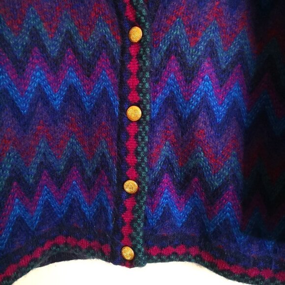 Vintage 90's Lord Isaacs Wool Mohair Blend V Neck Button Up Cardigan Sweater M - Picture 3 of 6